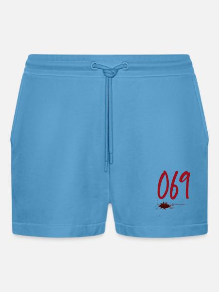 Postal Code Frankfurt 069 - Organic Relaxed Cropped Shorts Made in EU - Sol Blue