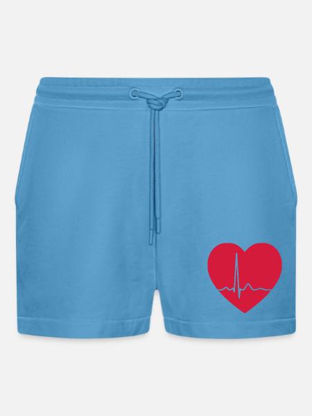 Heartbeat ECG Line Medical Pulse Wave Icon Vector - Organic Relaxed Cropped Shorts Made in EU -  Sol Blue