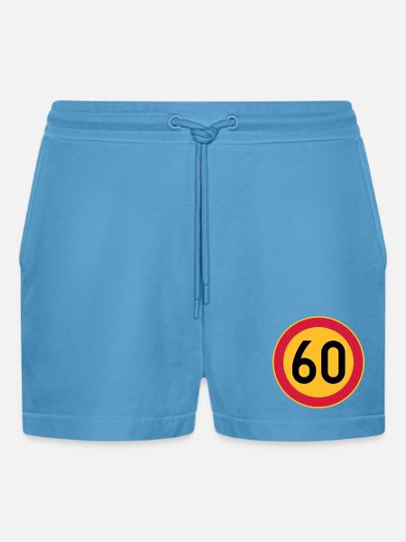 60 limit / speed limit - Organic Relaxed Cropped Shorts Made in EU - Sol Blue