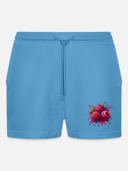 Himbeeren-Farbexplosion - Organic Relaxed Cropped Shorts Made in EU - Sol Blue