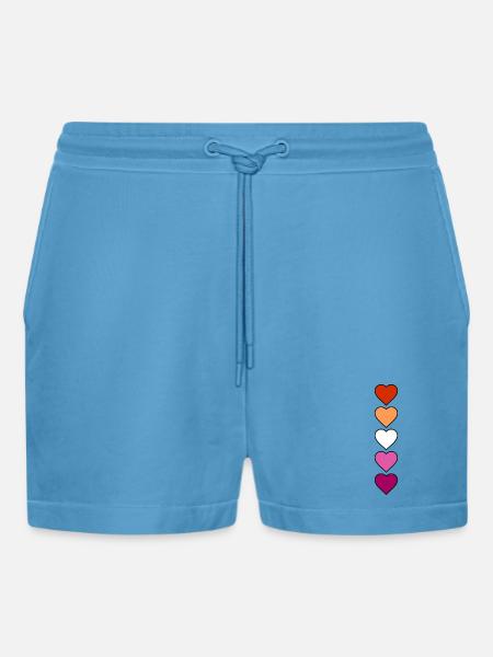 Lesbian Lesbian Hearts - Organic Relaxed Cropped Shorts Made in EU -  Sol Blue