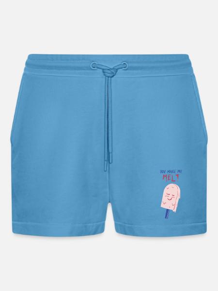 you make me melt icecream - Organic Relaxed Cropped Shorts Made in EU - Sol Blue