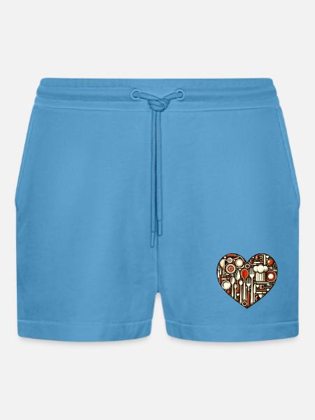 Küchenliebe Herz - Organic Relaxed Cropped Shorts Made in EU - Sol Blue