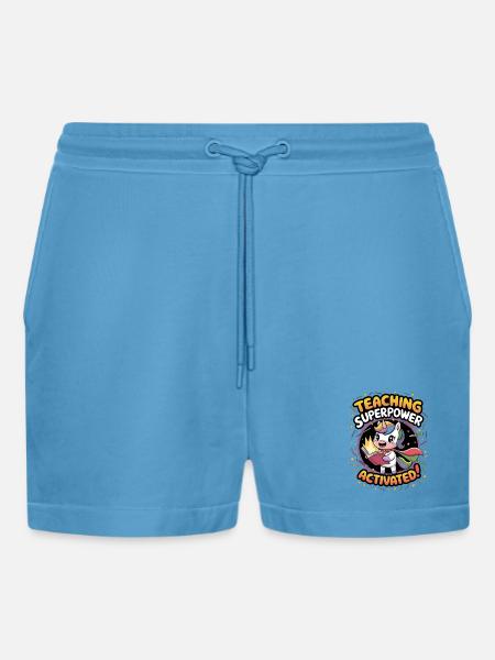 Teaching Superpower Activated! - Organic Relaxed Cropped Shorts Made in EU -  Sol Blue