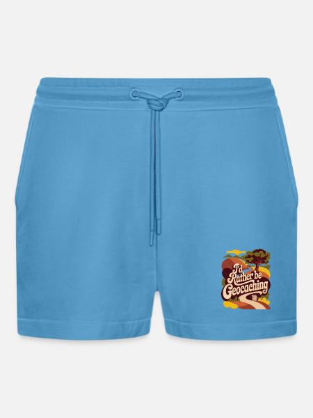 I'd Rather Be Geocaching - Organic Relaxed Cropped Shorts Made in EU - Sol Blue