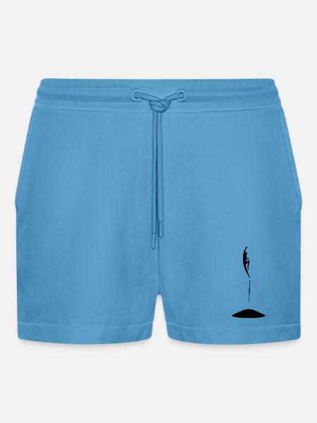Jumping person on trampoline - Organic Relaxed Cropped Shorts Made in EU - Sol Blue