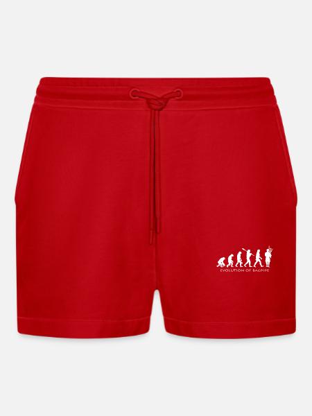 bagpipes - Organic Relaxed Cropped Shorts Made in EU - red