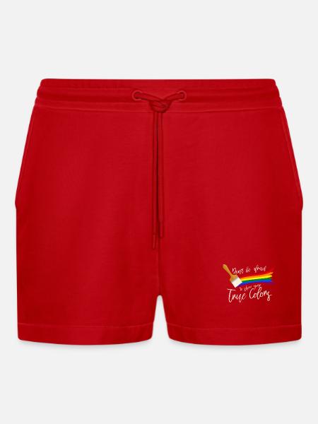 Gay Pride - Organic Relaxed Cropped Shorts Made in EU - red