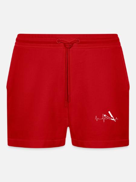 barber - Organic Relaxed Cropped Shorts Made in EU - red