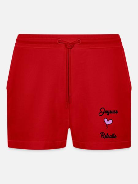 RETIREMENT. RETIREMENT. RETIRED. RETIREMENT - Organic Relaxed Cropped Shorts Made in EU - red