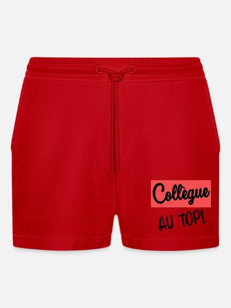COLLEAGUE. START. RETIREMENT - Organic Relaxed Cropped Shorts Made in EU - red