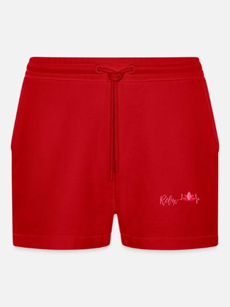massage - Organic Relaxed Cropped Shorts Made in EU - red