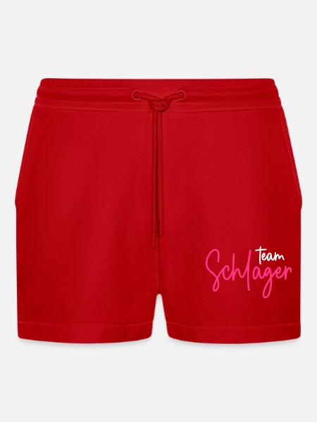 Team Schlager - Organic Relaxed Cropped Shorts Made in EU - Rot