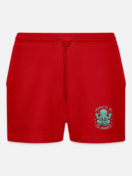 Namaste In The Madness - Organic Relaxed Cropped Shorts Made in EU - red