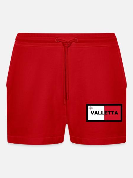 La Valette à Malte Drapeau - Short bio décontracté court fabriqué en UE - rouge