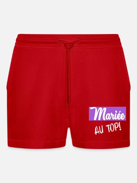 Bachelorette party. WEDDING - Organic Relaxed Cropped Shorts Made in EU - red