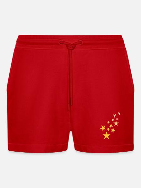 Star asterisk pattern starry sky - Organic Relaxed Cropped Shorts Made in EU - red