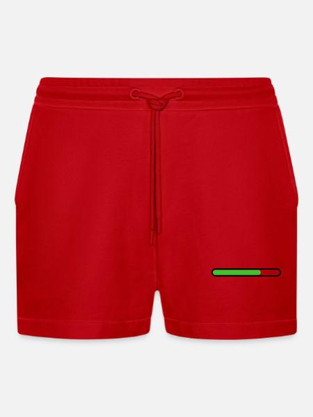 Loading bar Black Green - Organic Relaxed Cropped Shorts Made in EU - red