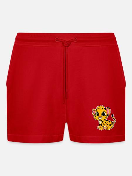 Bébé guépard - Short bio décontracté court fabriqué en UE - rouge