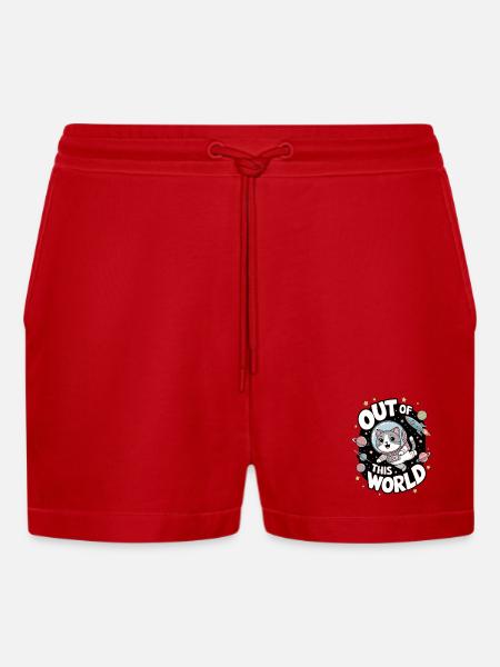Out Of This World - Organic Relaxed Cropped Shorts Made in EU - red