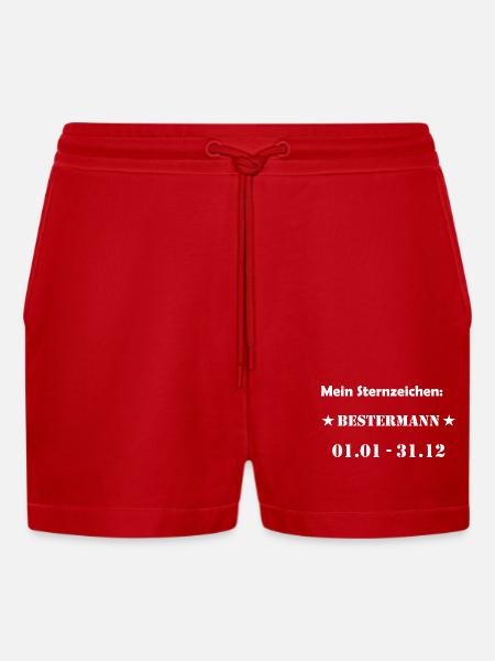 Bester Mann Wassermann Sternzeichen - Organic Relaxed Cropped Shorts Made in EU - Rot