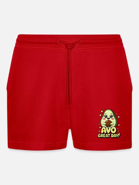 Avo Great Day! - Organic Relaxed Cropped Shorts Made in EU - red