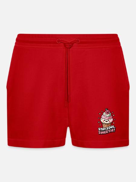 Stay Cool, Sweetie! - Organic Relaxed Cropped Shorts Made in EU - red