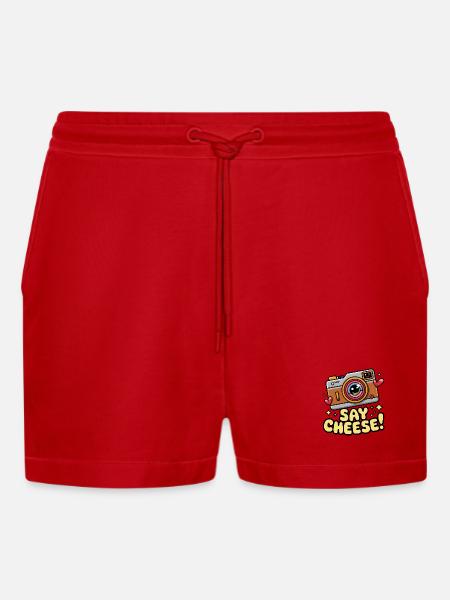 Say Cheese! - Organic Relaxed Cropped Shorts Made in EU - red