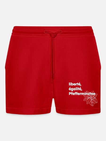 Liberté Egalité Pfefferminztee - Organic Relaxed Cropped Shorts Made in EU - Rot