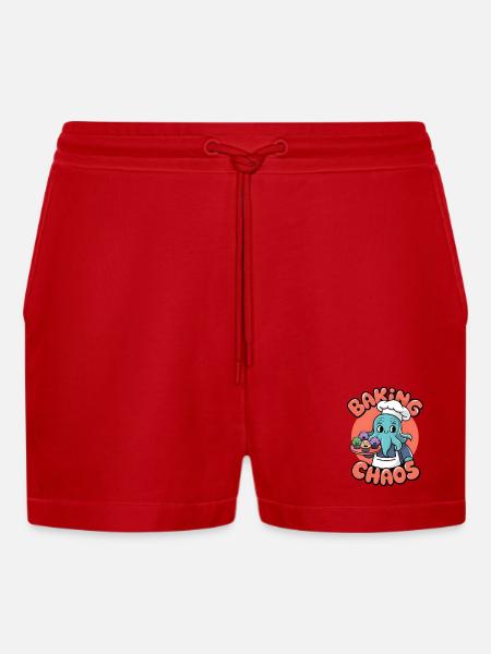Baking Chaos - Organic Relaxed Cropped Shorts Made in EU - red