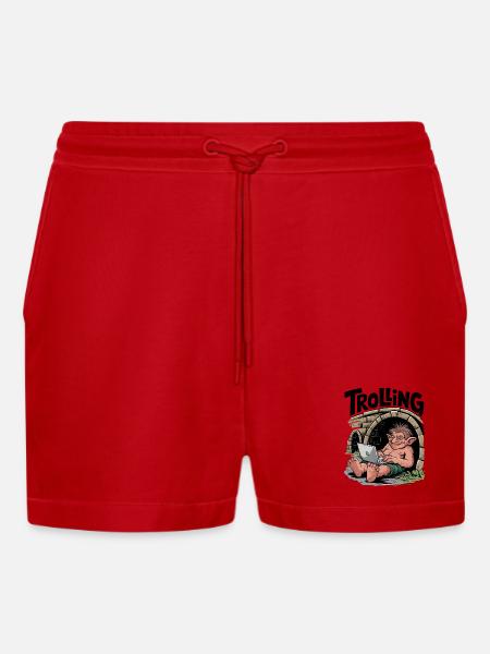 Trolling - Organic Relaxed Cropped Shorts Made in EU - red