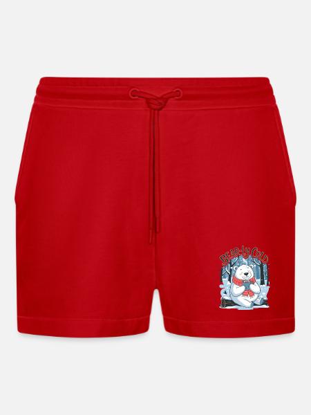 Bear-ly Cold - Organic Relaxed Cropped Shorts Made in EU - red