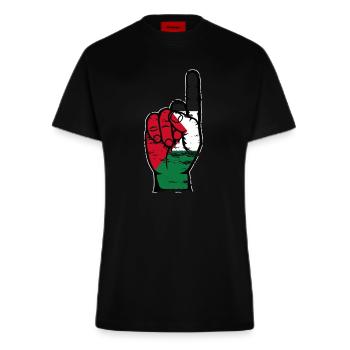 Palästina Flagge Nummer 1 used - Fitted T-Shirt - made by SPREAD - SOLID BLACK - Vorne