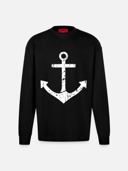 anchor - Heavyweight Oversized Organic Longsleeve Shirt Made in EU - SOLID BLACK