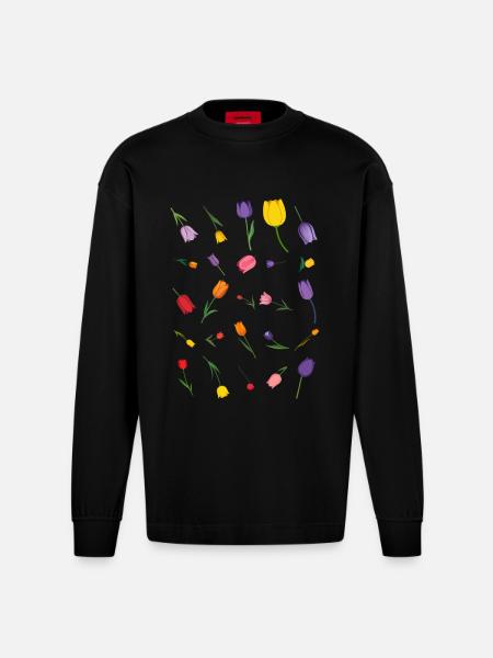 Source - Manches longues bio épais oversize fabriqué en UE - SOLID BLACK