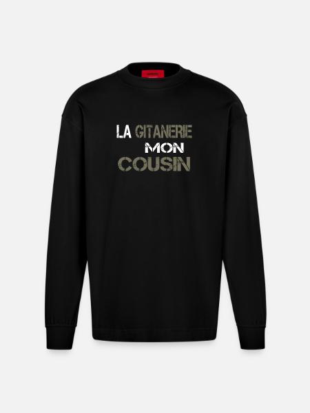 La gitanerie mon cousin - Manches longues bio épais oversize fabriqué en UE - SOLID BLACK