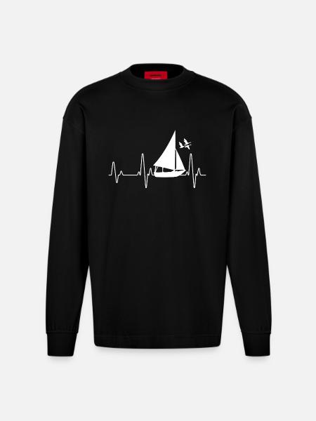Segeln - Heavyweight Oversized Organic Langarmshirt Made in EU - SOLID BLACK