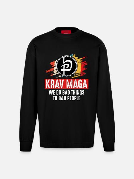 Krav Maga - Heavyweight Oversized Organic Longsleeve Shirt Made in EU - SOLID BLACK