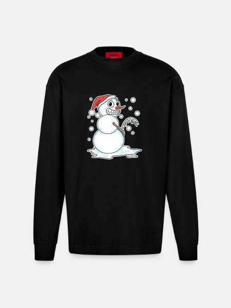 Snowman funny - Heavyweight Oversized Organic Longsleeve Shirt Made in EU - SOLID BLACK