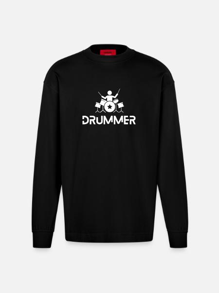 Batteur en action - Manches longues bio épais oversize fabriqué en UE - SOLID BLACK
