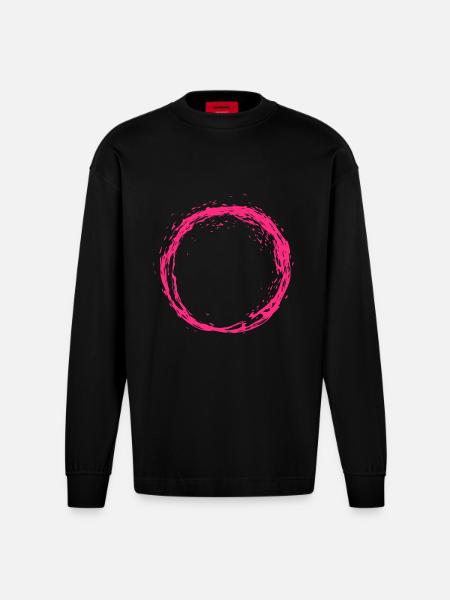 Circle pink - Heavyweight Oversized Organic Longsleeve Shirt Made in EU - SOLID BLACK