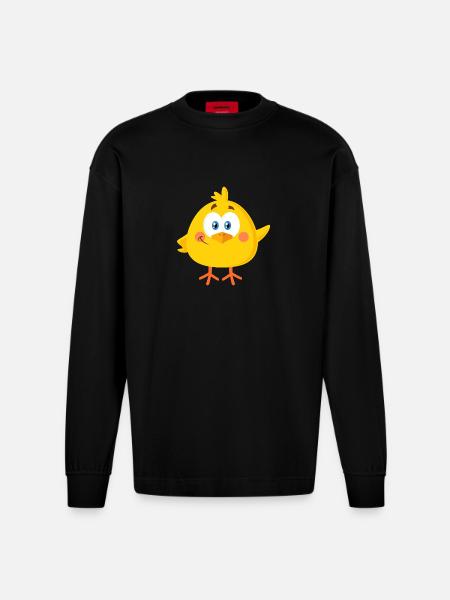 Little chick - Heavyweight Oversized Organic Longsleeve Shirt Made in EU - SOLID BLACK
