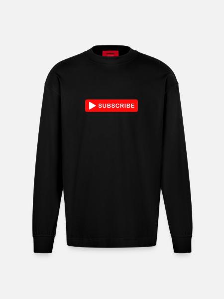 Subscribe Button Click Icon Design - Heavyweight Oversized Organic Longsleeve Shirt Made in EU - SOLID BLACK