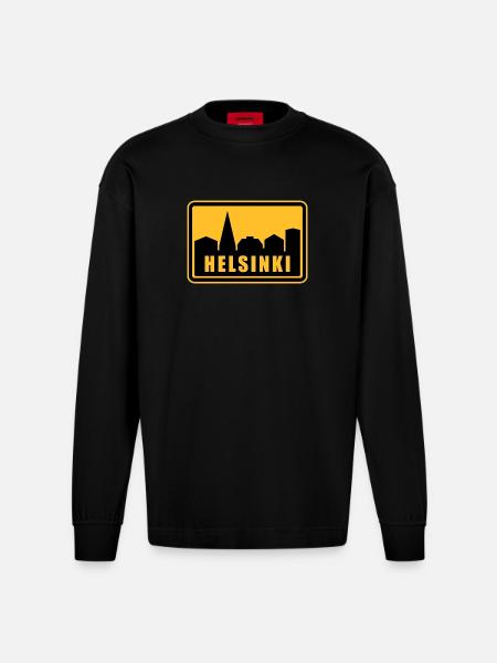 Helsinki - Manches longues bio épais oversize fabriqué en UE - SOLID BLACK