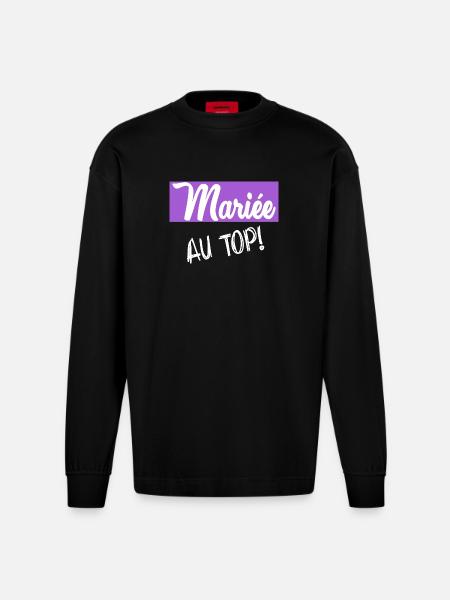 Bachelorette party. WEDDING - Heavyweight Oversized Organic Longsleeve Shirt Made in EU - SOLID BLACK