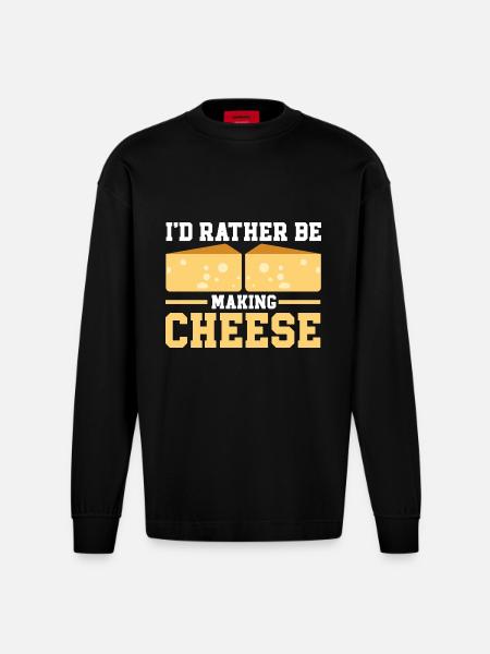 Cheese Making Cheese Lover - Heavyweight Oversized Organic Longsleeve Shirt Made in EU - SOLID BLACK
