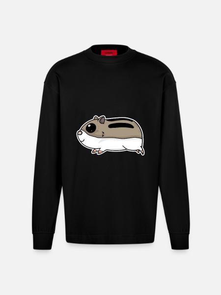 Hamster mignon - Manches longues bio épais oversize fabriqué en UE - SOLID BLACK