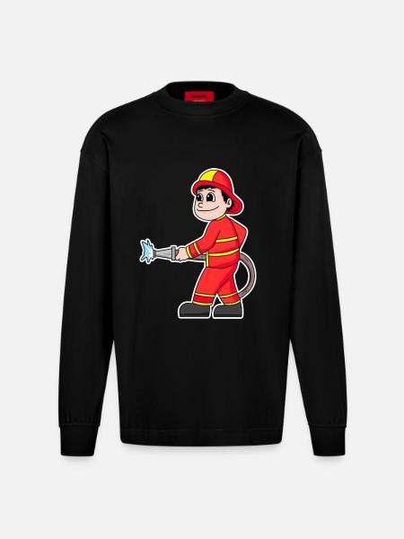 Firefighter - Heavyweight Oversized Organic Longsleeve Shirt Made in EU - SOLID BLACK