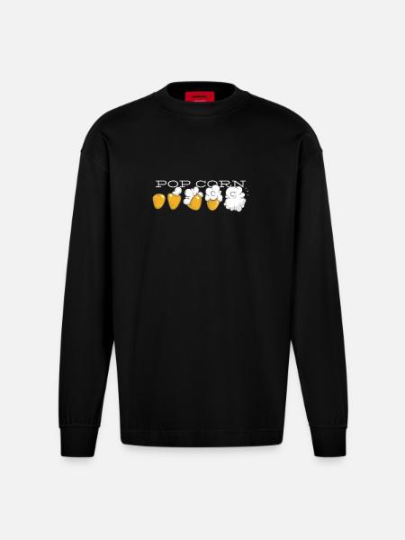 Popcorn Evolution - Heavyweight Oversized Organic Langarmshirt Made in EU - SOLID BLACK