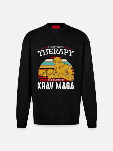 Krav Maga - Manches longues bio épais oversize fabriqué en UE - SOLID BLACK